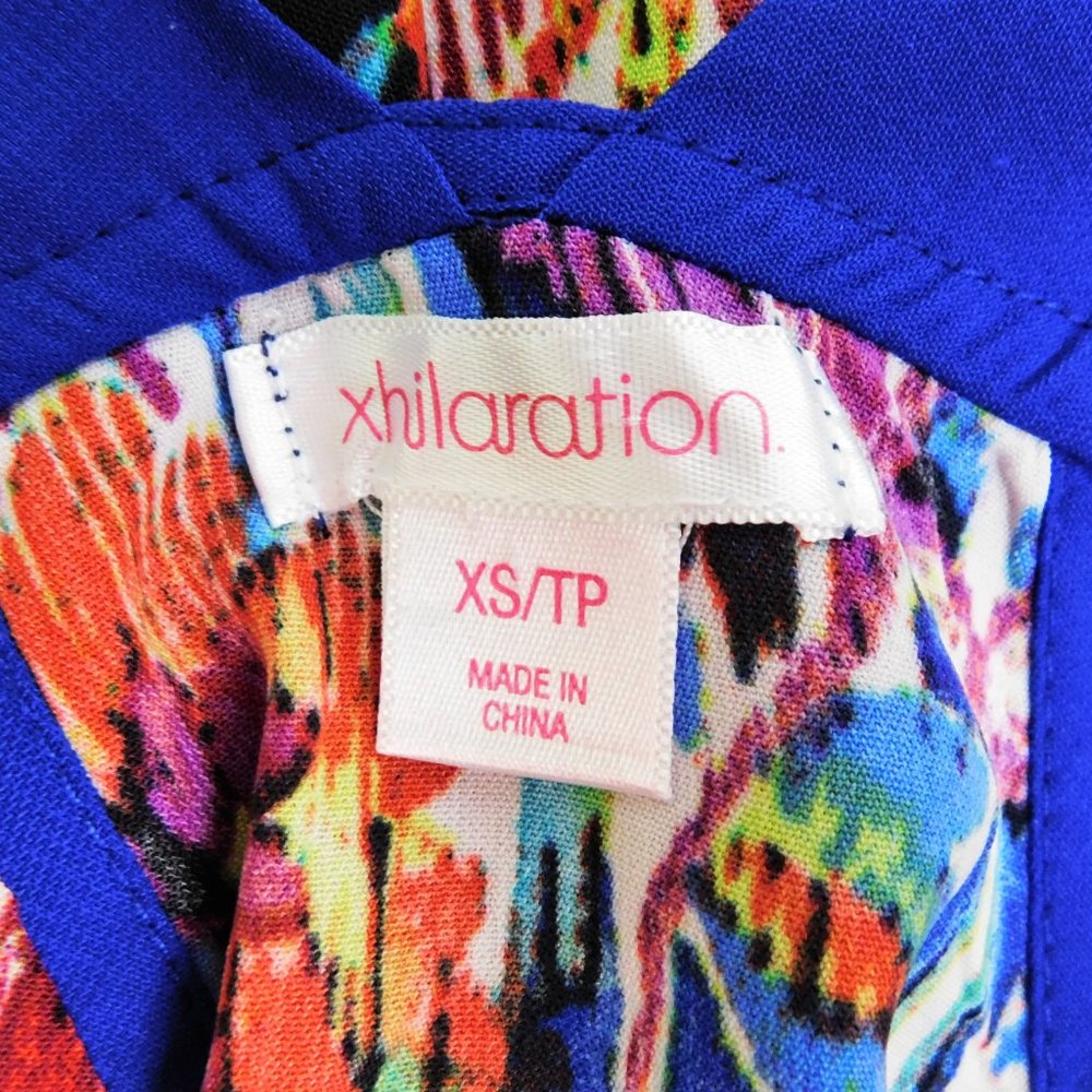 Xhilaration Women Shirt Blue Multi XS - Picture 4 of 5